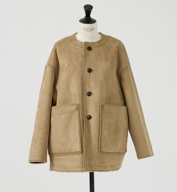 Rouge vif「【2サイズ展開】2WAYスウェードリバーシブルボアコート / ノーカラーコート」|ノーカラーコート|