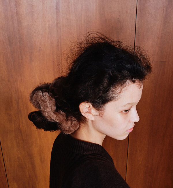 Rouge vif「【heyep／ヘイップ】ファーミンクシュシュ Faux Mink Scrunch」|ヘアバンド|グレー