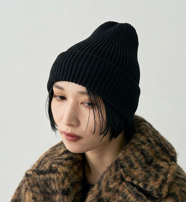 Rouge vif「【COSY/コージー】リブニットキャップ　ビーニー」|その他|ブラック