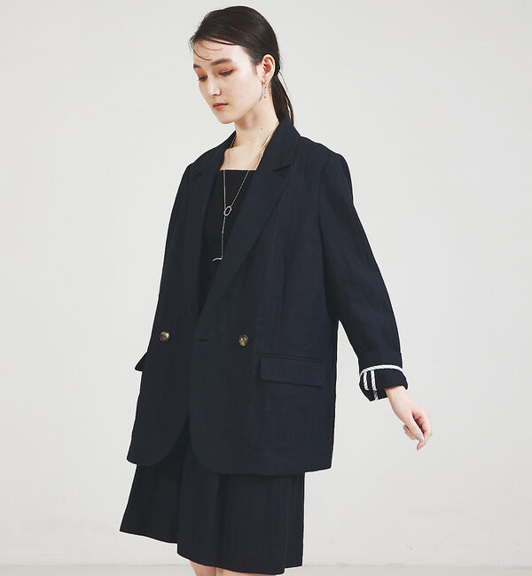 qualite「【セットアップ対応】ランダムヘリンボーンリネンジャケット」|テーラードジャケット|