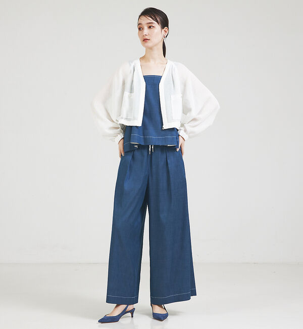 qualite「【セットップ対応】リヨセルデニムベアトップ」|Tシャツ・カットソー|