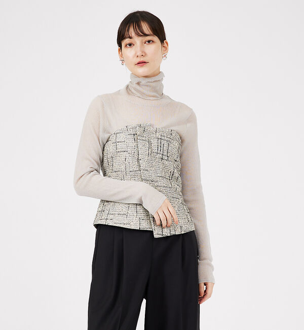 qualite「【セットアップ対応可能】ツイードビスチェ」|ダウンベスト・ベスト|