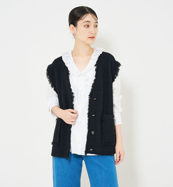 qualite「ツィードニットジレ」|ダウンベスト・ベスト|