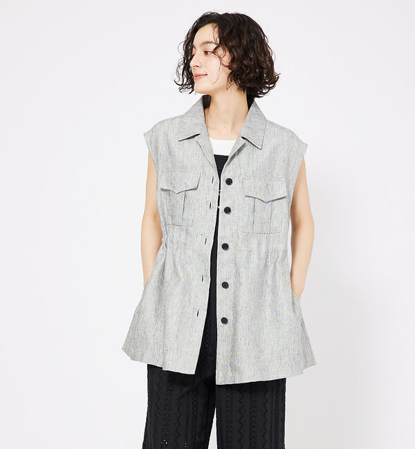 qualite「ラメスラブリネンサファリジレ」|ベスト・ジレ|