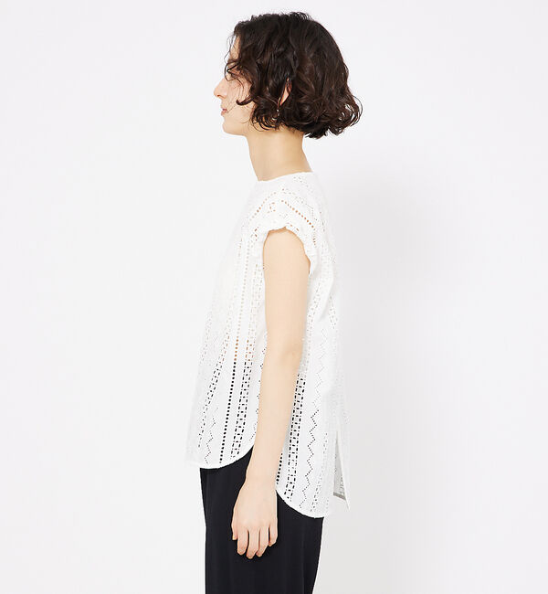 qualite「オーバーレースパフブラウス」|シャツ・ブラウス|