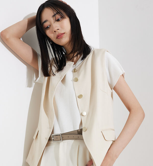 qualite「テンセルデニムノースリーブ」|キャミソール|