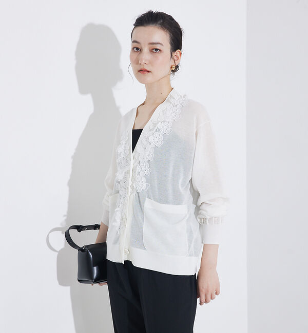 qualite「boussole&times;qualite　フラワーエンブロカーディガン」|カーディガン|