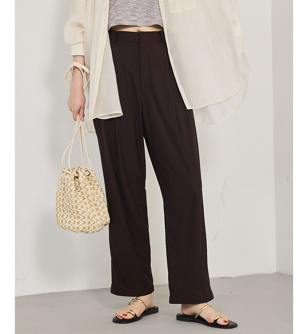 qualite「【接触冷感＆UV】クールトリコットタックパンツ」|その他|ブラウン