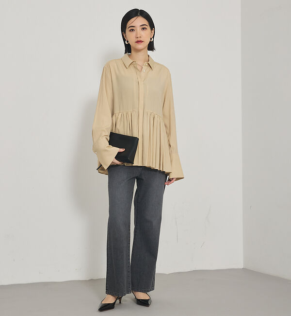 qualite「【e&times;qualite】フレアークロップドデニム」|デニム|