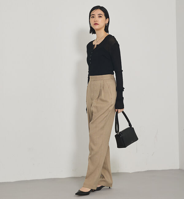 qualite「ヘンリーネックシアーリブニット」|Tシャツ・カットソー|