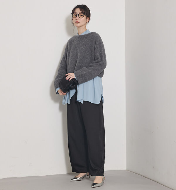 qualite「【気品あるツヤ感】ジョーゼットサテンワイドパンツ」|その他|