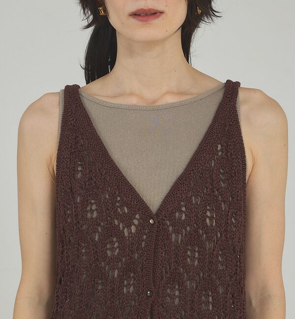 qualite「2WAYリーフパターンロングジレ」|キャミソール|