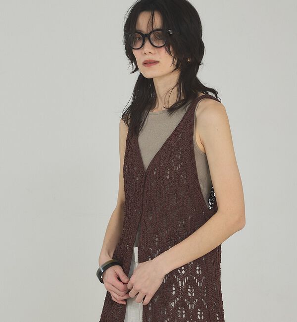 qualite「2WAYリーフパターンロングジレ」|キャミソール|