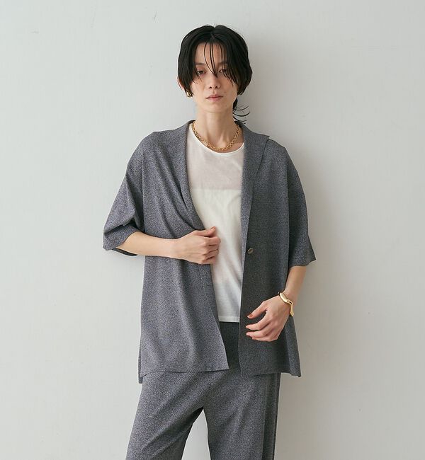 qualite「【接触冷感・セットアップ対応】レーヨンストレッチニットジャケット【予約】」|カーディガン|グレー系その他2