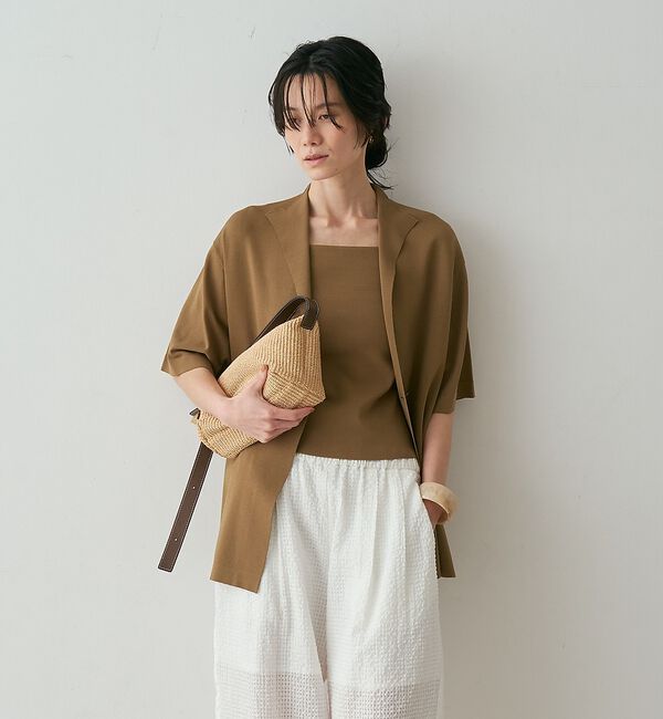 qualite「【接触冷感・セットアップ対応】レーヨンストレッチニットジャケット【予約】」|カーディガン|