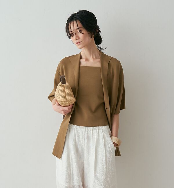 qualite「【接触冷感・セットアップ対応】レーヨンストレッチニットジャケット【予約】」|カーディガン|