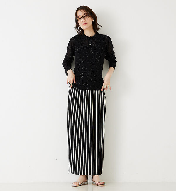 abahouse mavie「【アンサンブル対応】スパンコールシアーニットシャツ」|ニット・セーター|