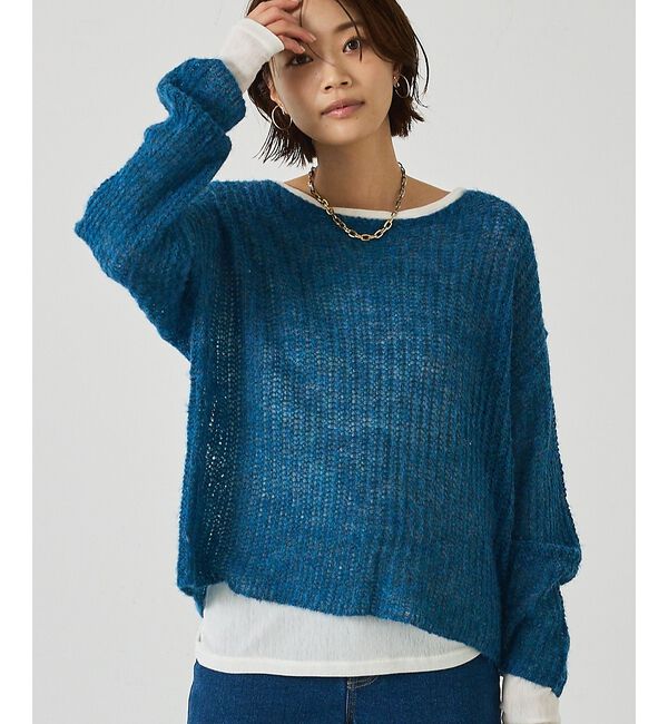 abahouse mavie「モヘアライクシアーニット」|ニット・セーター|ブルー