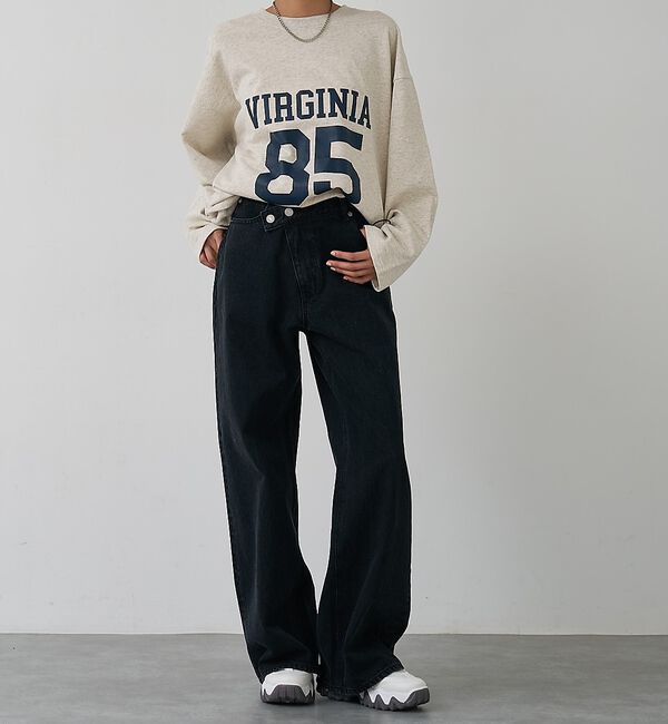 abahouse mavie「クロスウエストワイドデニム」|デニム|