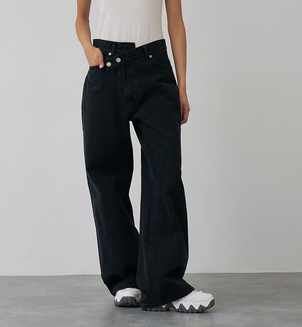 abahouse mavie「クロスウエストワイドデニム」|デニム|