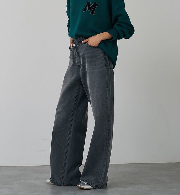 abahouse mavie「クロスウエストワイドデニム」|デニム|
