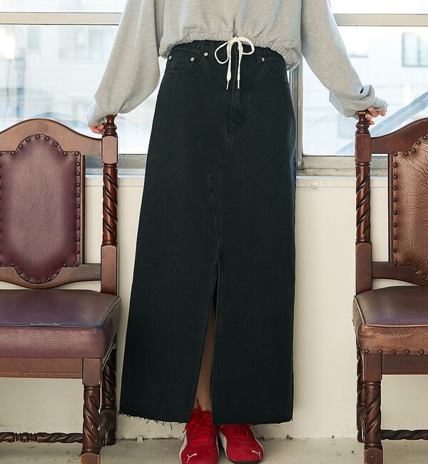 abahouse mavie「【前後スリット】Aラインデニムロングスカート」|スカート|