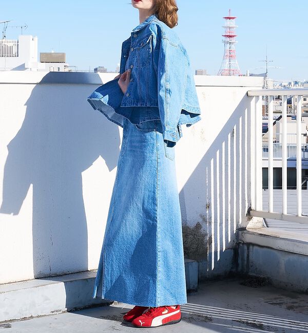 abahouse mavie「【前後スリット】Aラインデニムロングスカート」|スカート|