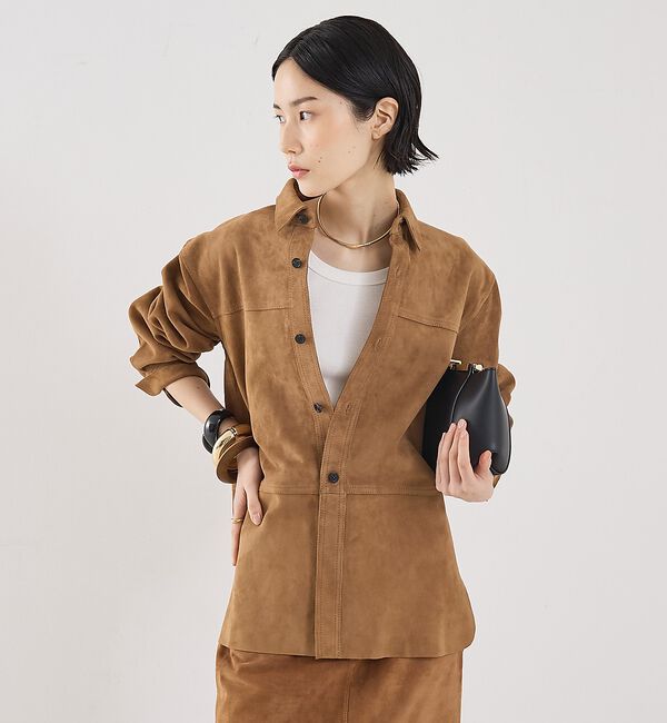 The Store by C' 「【COCUCA】スエードシャツジャケット」|シャツ・ブラウス|キャメル