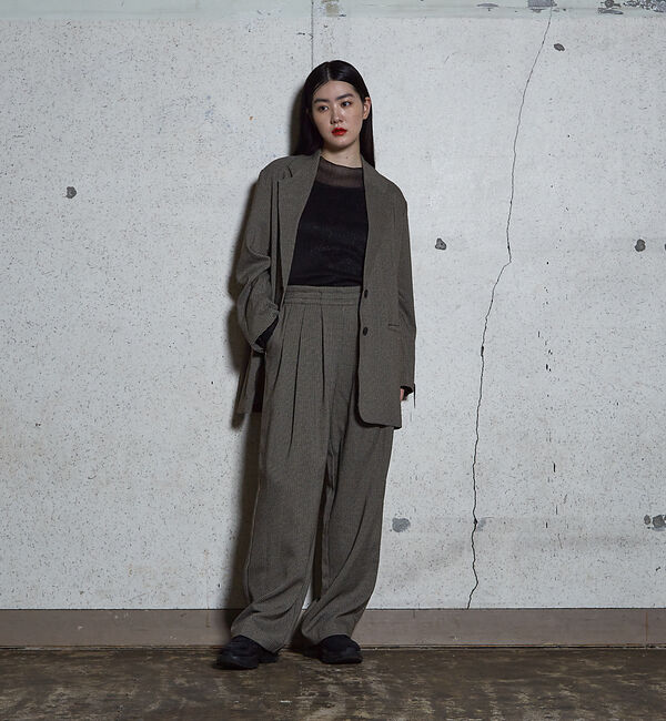 NOMINE「【セットアップ着用可】チェック タック ワイドパンツ」|スラックス|