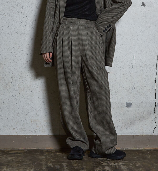 NOMINE「【セットアップ着用可】チェック タック ワイドパンツ」|スラックス|