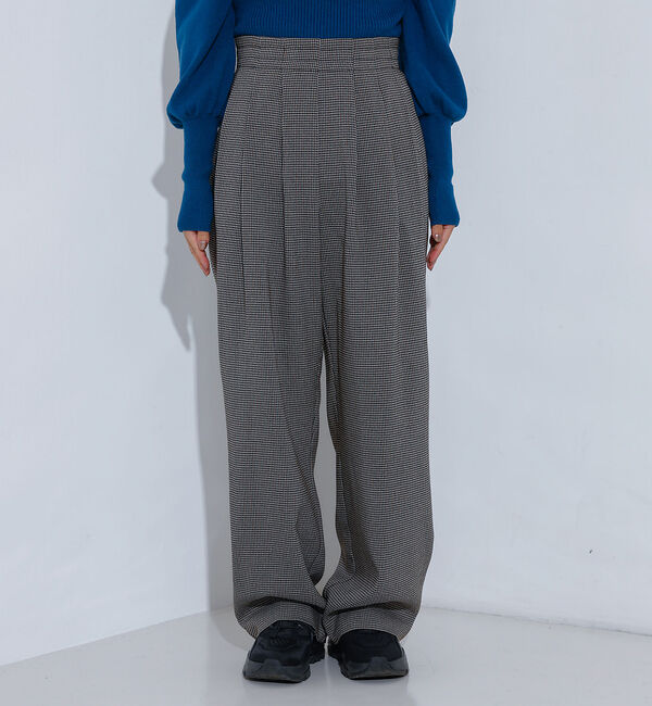 NOMINE「【セットアップ着用可】チェック タック ワイドパンツ」|スラックス|