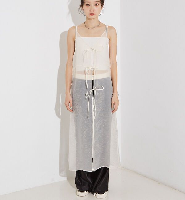 NOMINE「【前後着用可】無地 2WAY シアー キャミソール  ワンピース」|ワンピース|