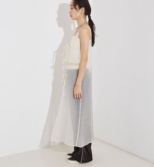 NOMINE「【前後着用可】無地 2WAY シアー キャミソール  ワンピース」|ワンピース|
