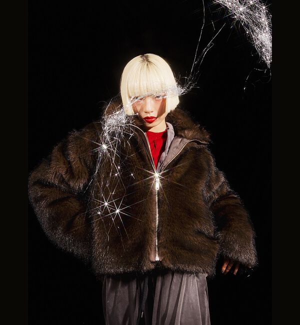 NOMINE「スタンドフェイクファーブルゾン」|ブルゾン・スタジャン|ブラウン