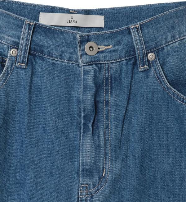 TIARA「ハイウエストワイドデニムパンツ」|デニム|