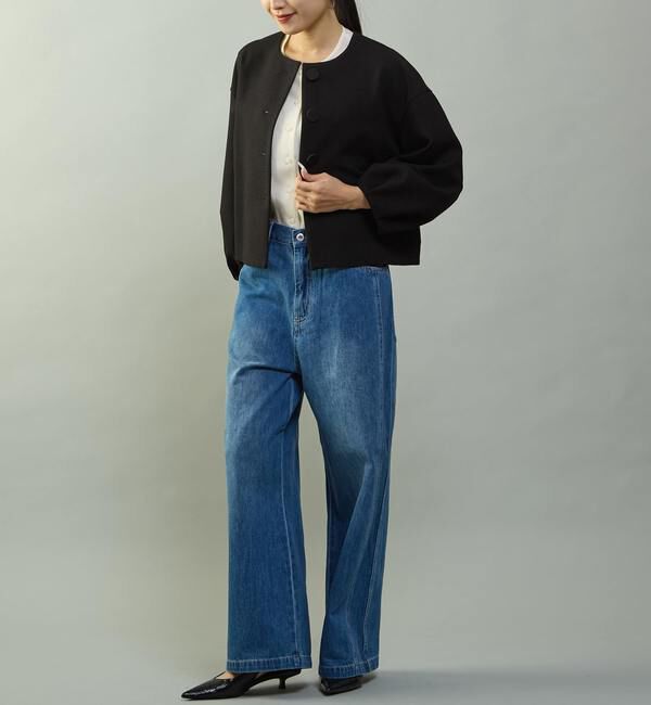 TIARA「ボリュームスリーブジャケット」|ノーカラージャケット|