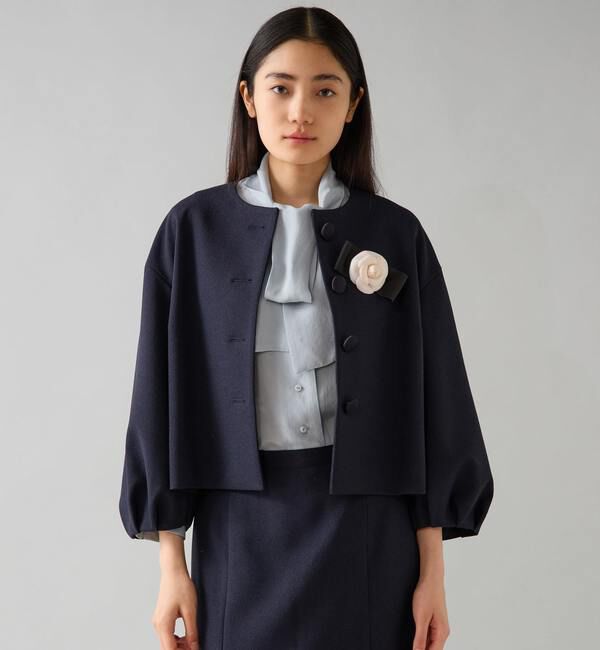 TIARA「ボリュームスリーブジャケット」|ノーカラージャケット|
