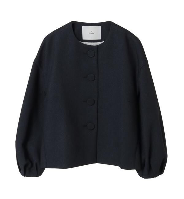 TIARA「ボリュームスリーブジャケット」|ノーカラージャケット|