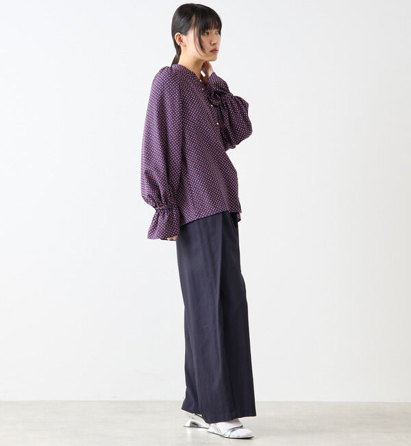 Soffitto「幾何学柄プリントキャンディースリーブブラウス」|シャツ・ブラウス|