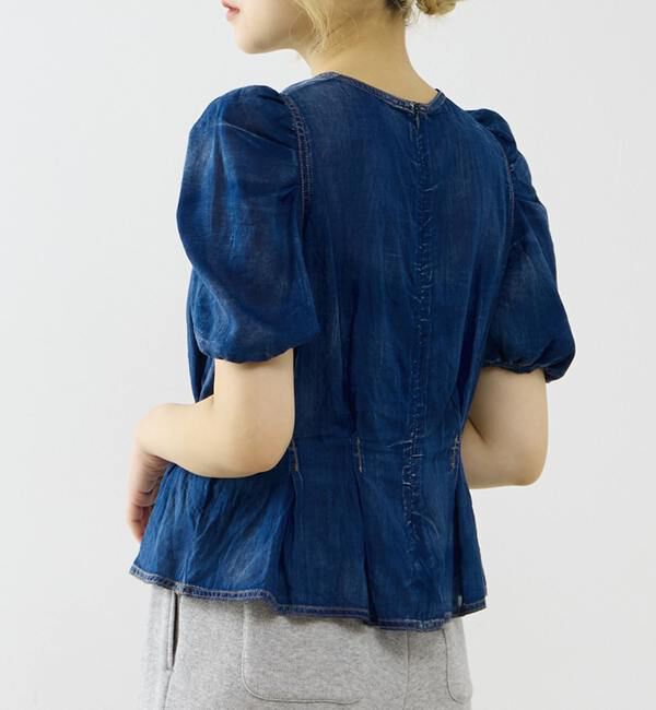 SOFFITTO「【A_/エース】シアーデニムパフブラウス」|シャツ・ブラウス|