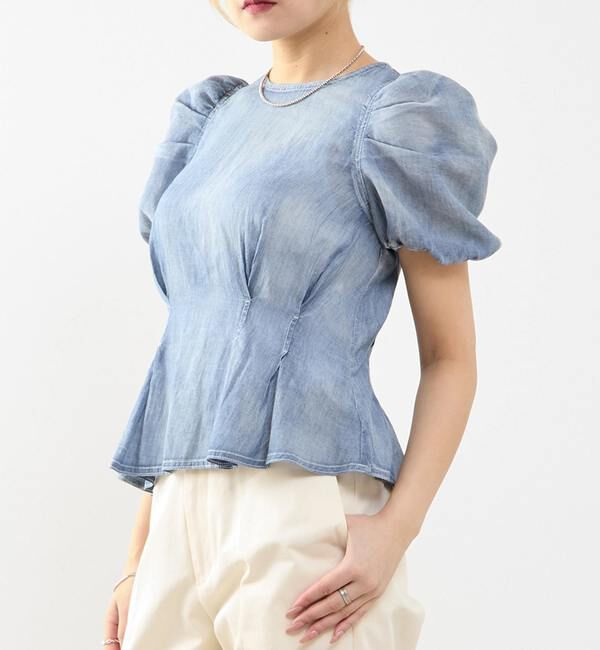 SOFFITTO「【A_/エース】シアーデニムパフブラウス」|シャツ・ブラウス|