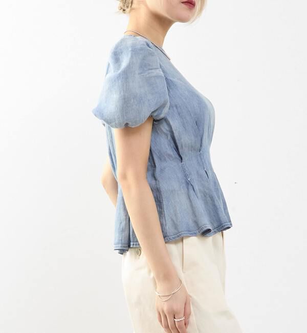 SOFFITTO「【A_/エース】シアーデニムパフブラウス」|シャツ・ブラウス|