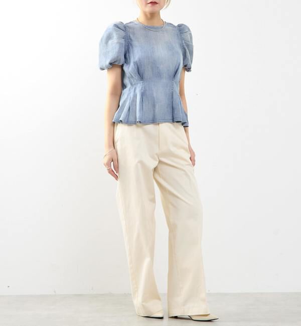 SOFFITTO「【A_/エース】シアーデニムパフブラウス」|シャツ・ブラウス|