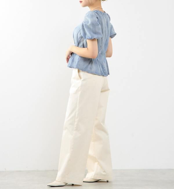 SOFFITTO「【A_/エース】シアーデニムパフブラウス」|シャツ・ブラウス|