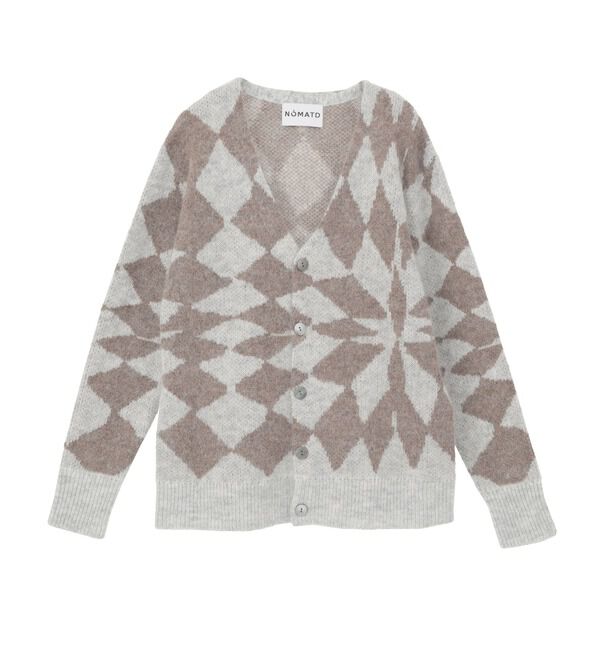 SOFFITTO「【NOMA t.d./ノーマティーディー】Jacquare Diamond Cardigan N38-KN 03」|ニット・セーター|ブラウン