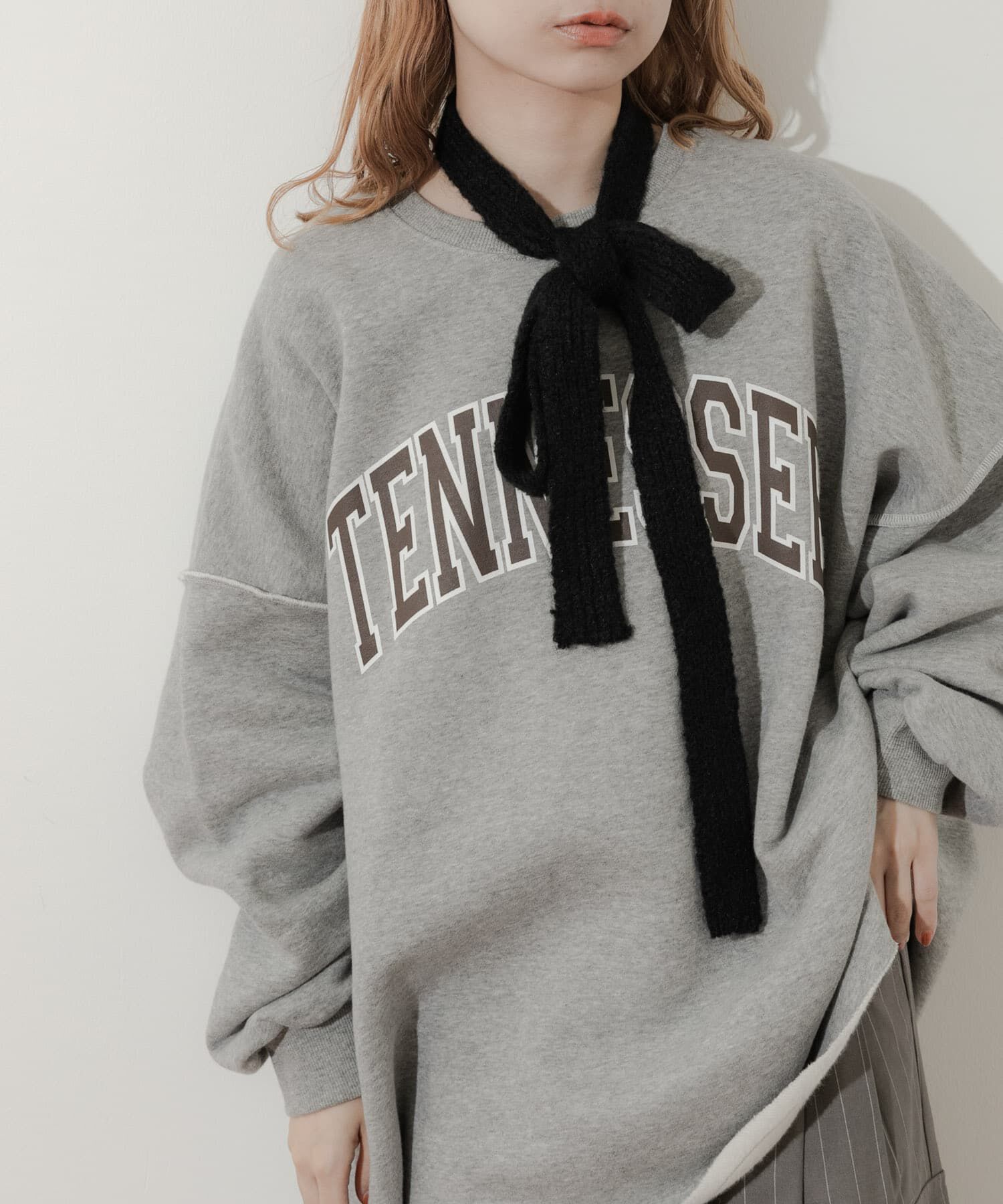 SMELLY「スリムニットマフラー」|マフラー|ブラック