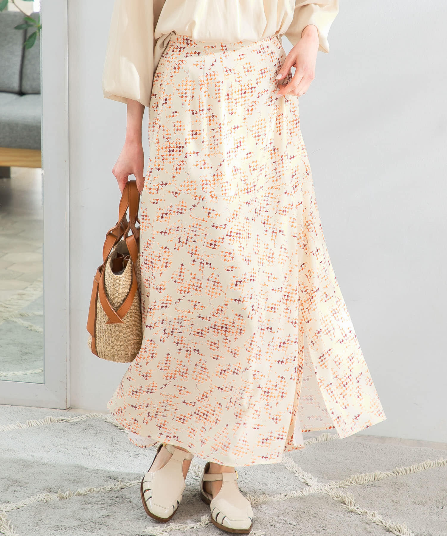 URBAN RESEARCH ROSSO「ミックスリーフプリントスカート」|スカート|