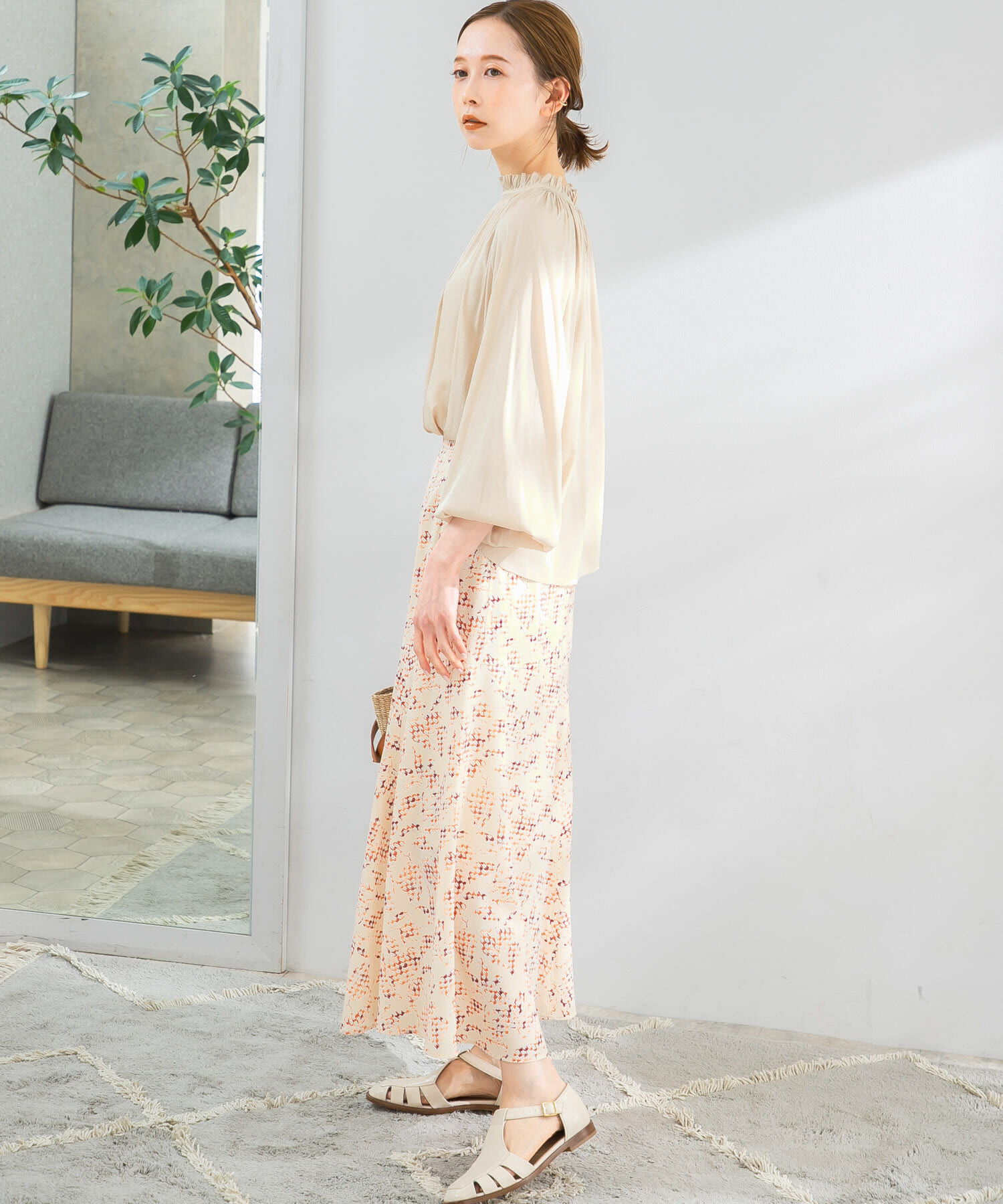 URBAN RESEARCH ROSSO「ミックスリーフプリントスカート」|スカート|