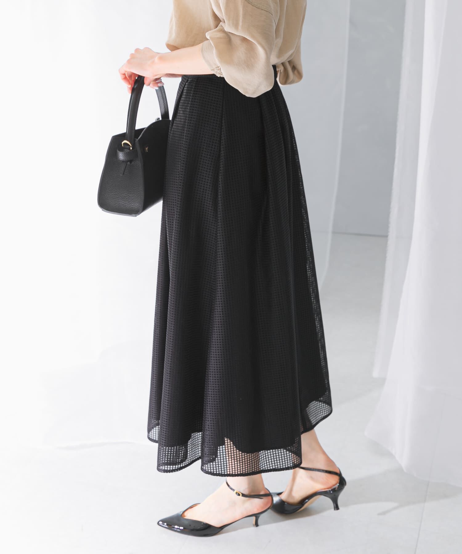 URBAN RESEARCH ROSSO「シアーメッシュフレアスカート」|スカート|