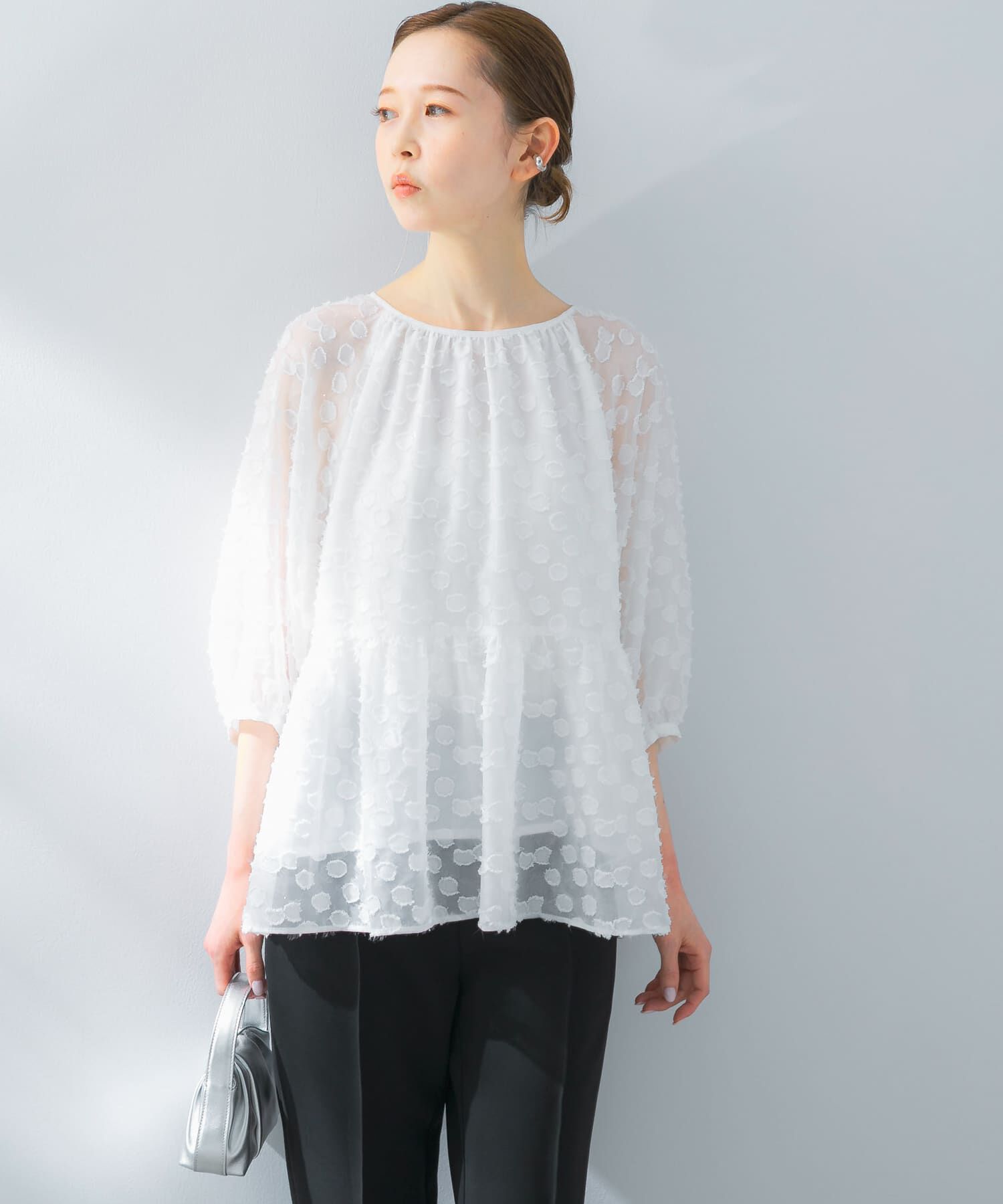 URBAN RESEARCH ROSSO「ラメジャガードペプラムブラウス」|シャツ・ブラウス|